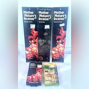 Vtg Mother Nature Incense Sticks,  Cones Autumn Leaves/Scotch Pine/Musk 5 pks
